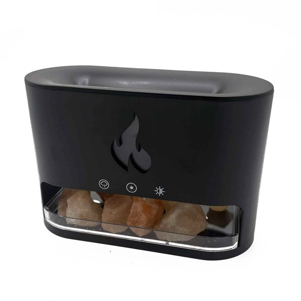 Difusor de aroma Blaze - Câmara de sal do Himalaia - USB-C - Efeito chama (sal incluído)