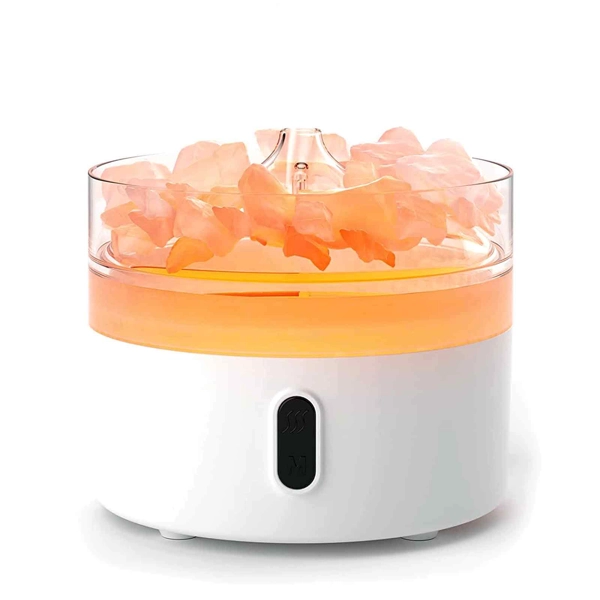 Difusor de aroma de sal do Himalaia - Luz noturna - USB-C - Efeito chama (sal incluído)