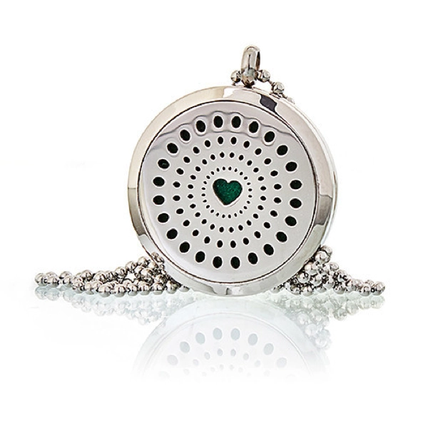 Colar difusor de aromaterapia 30mm - Coração de diamante