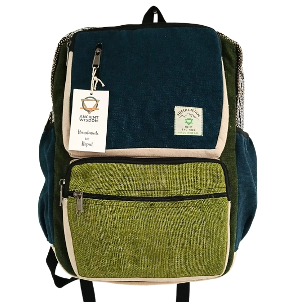 Mochila grande de cânhamo - Vinho e creme