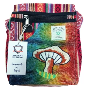 Bolsa de Festa com Bordado de Cânhamo - Cogumelos Laranja