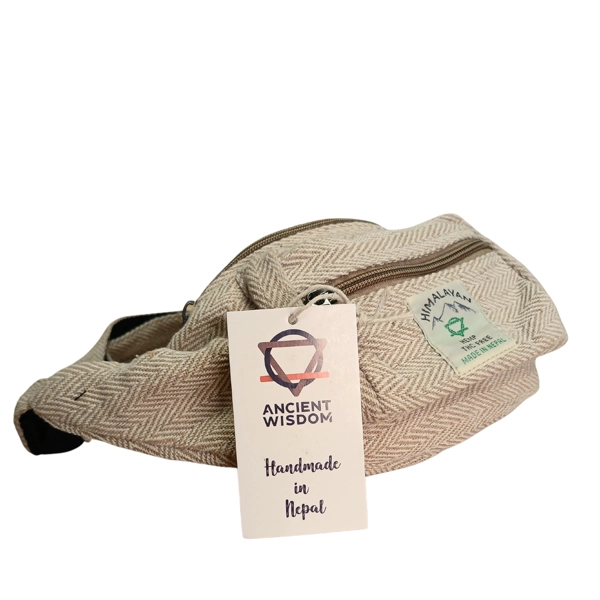 Bolsa de cinto estilo cânhamo e algodão (ou pochete) - Natural