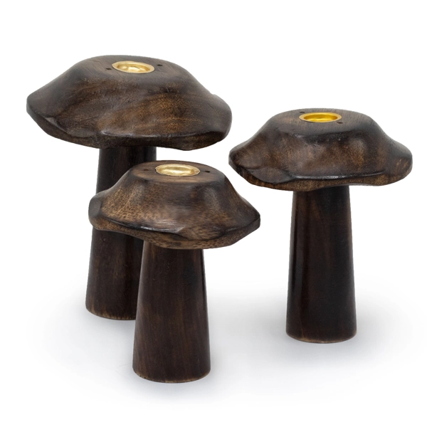 Conjunto de 3 Cogumelos Incenso de Cone Plano (13cm 12cm 11cm)