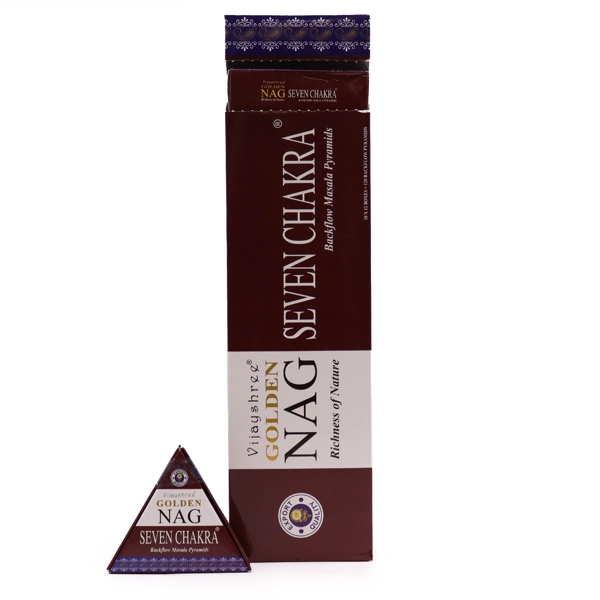 Cones de Incenso Jumbo Golden Nag - Refluxo de Sete Chakras 42g