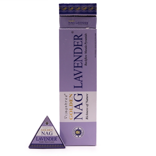 Cones de Incenso Dourado Nag Jumbo - Refluxo Traseiro Lavanda 42g