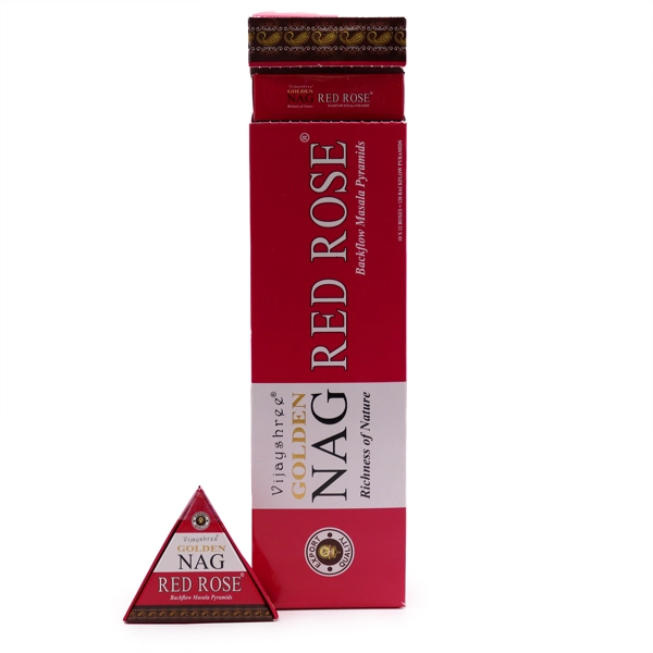 Cones de Incenso Jumbo Golden Nag - Red Rose Backflow 42g