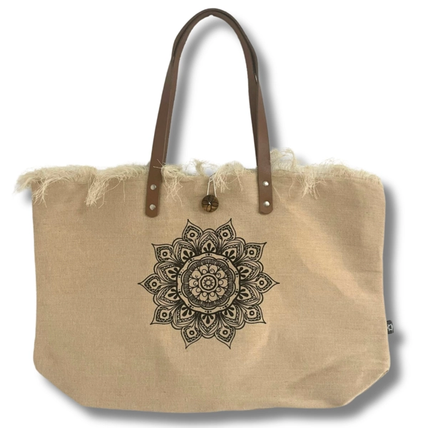 Bolsa com alça de couro natural - Mandela