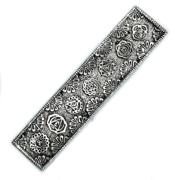 Porta Incenso Longo Chakra Alumínio Polido 23cm
