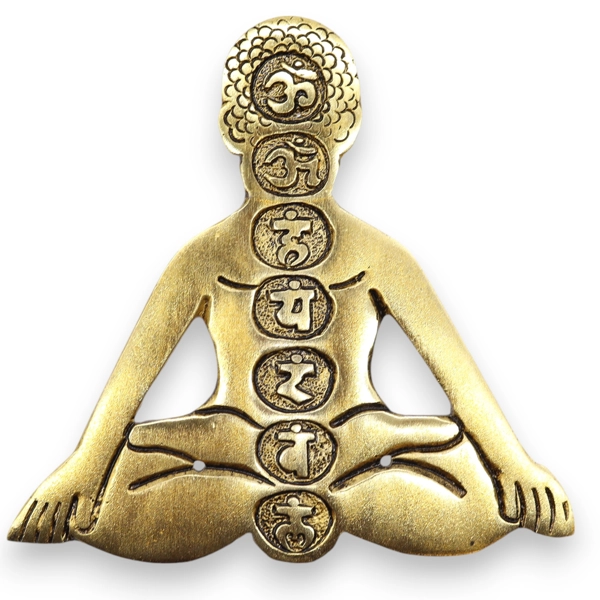 Porta Incenso Yoga Sete Chakras Alumínio Dourado 12x12cm
