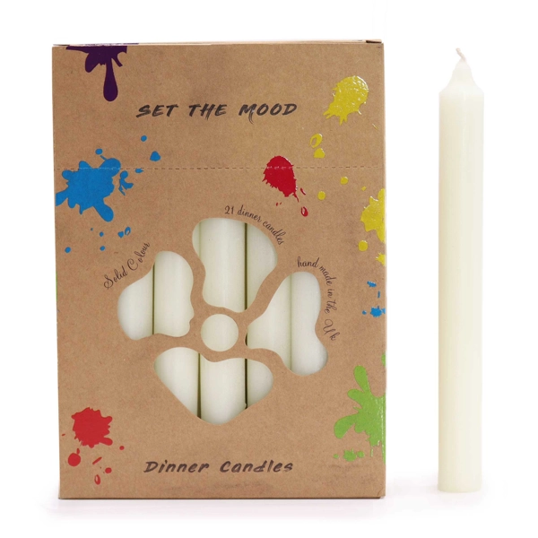 Conjunto de velas de mesa de cor sólida - pacote de 21 - branco rústico