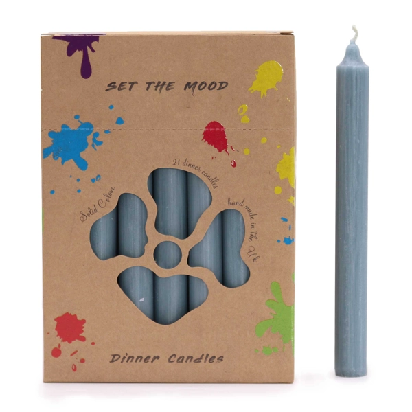 Conjunto de velas de mesa de cor sólida - pacote de 21 - azul-petróleo rústico