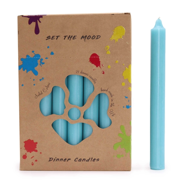 Conjunto de velas de mesa de cor sólida - Pacote de 21 - Rustic Aqua