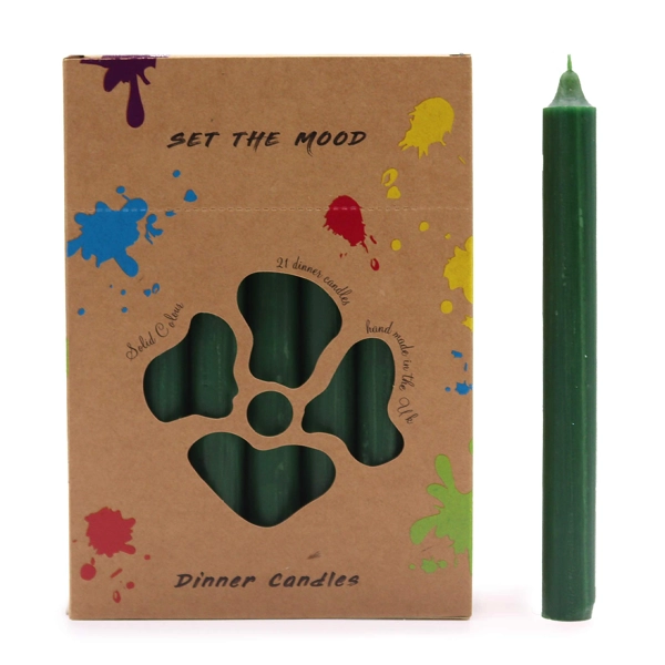 Conjunto de velas de mesa de cor sólida - pacote de 21 - verde azevinho rústico
