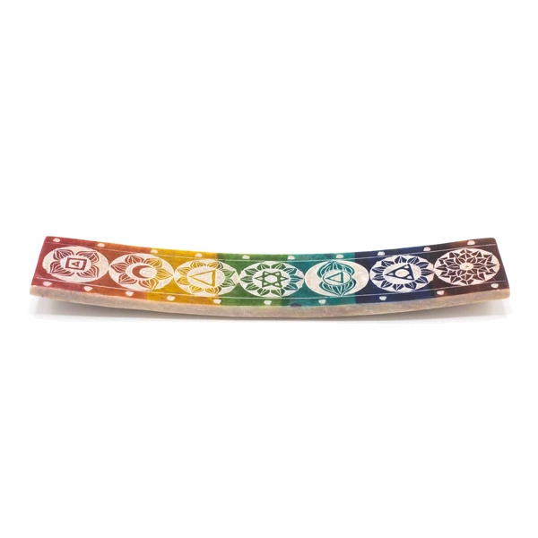 Porta Incenso em Pedra Sabão Sete Chakras - 26x5cm