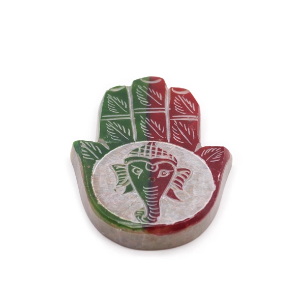 Porta-incenso em pedra-sabão Hamsa 9x6cm - Ganesha