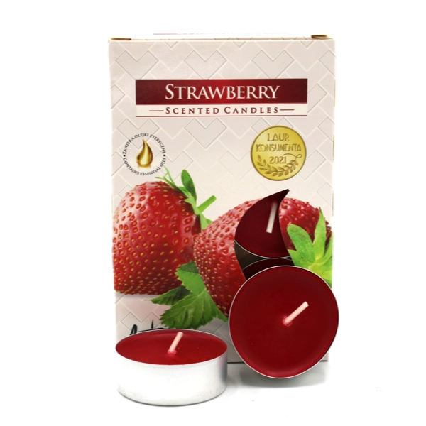 1x Set de 6 Velas de Chá Perfumadas - Fresa